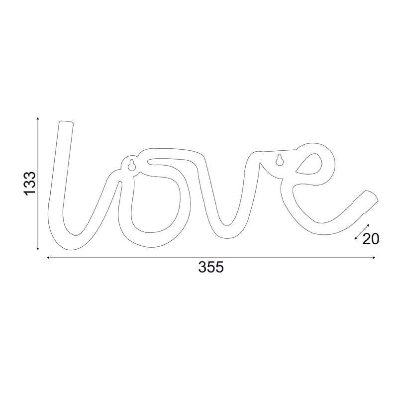 LOVE, 118 NEON LED ΛΑΜΠΑΚΙΑ ΜΕ ΜΠΑΤΑΡΙΑ (3xAA)/USB, ΡΟΖ, IP20, 35.5x2x13cm