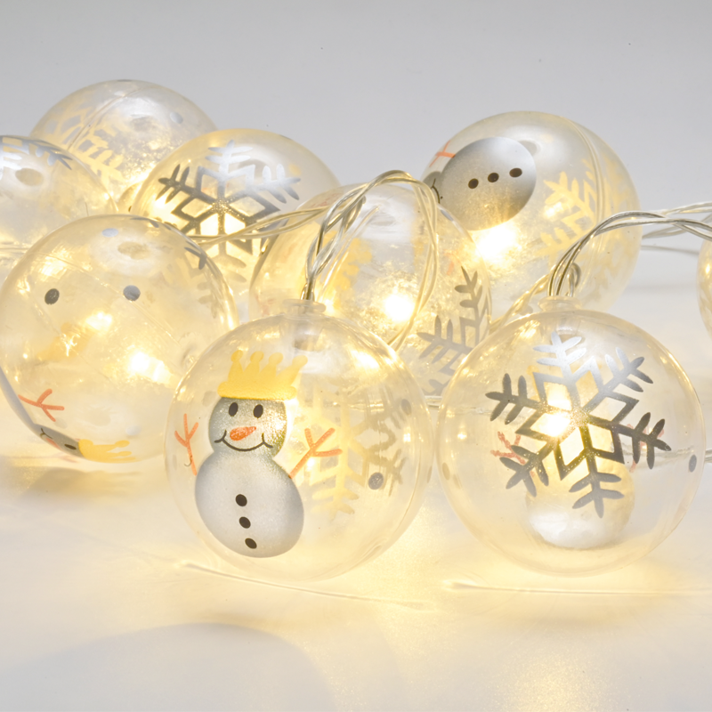 “PLASTIC BALL SNOWMAN”, 10 LED ΛΑΜΠΑΚΙΑ ΣΕΙΡΑ ΜΠΑΤΑΡ (3xAA), WW, IP20, 135+30cm, ΔΙΑΦ. ΚΑΛ. ΤΡΟΦ.