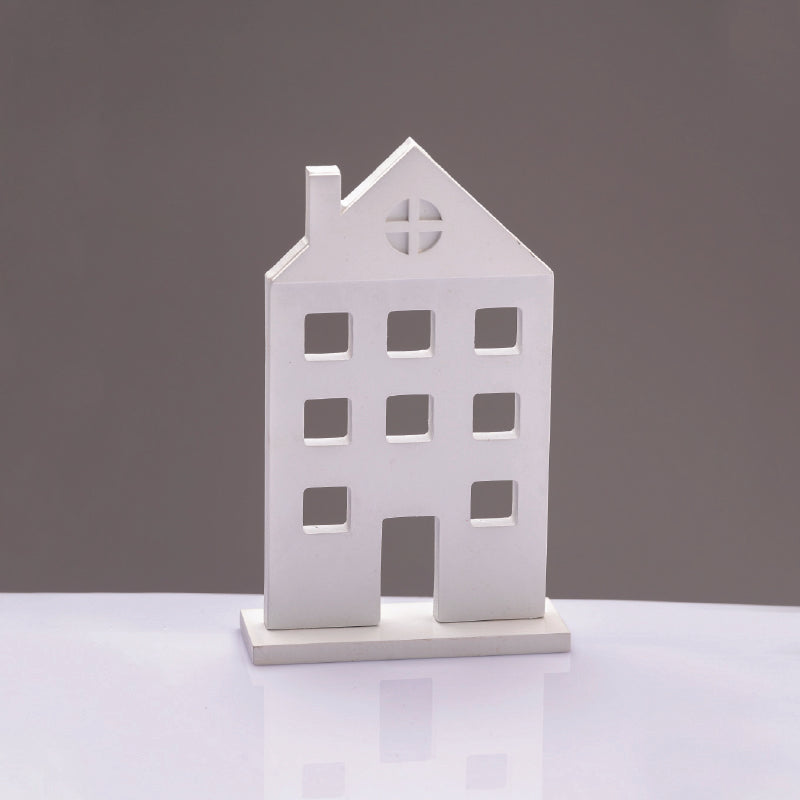 ^WOODEN DECORATIVE WHITE HOUSE WITH BASE ΔΙΑΚΟΣΜΗΤΙΚΟ ΜΟΤΙΦ 14*5*23cm^