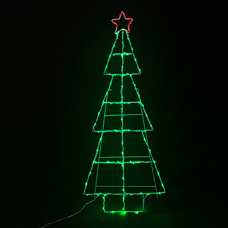CHRISTMAS TREE 100 LED ΛΑΜΠ ΣΕΙΡΑ ΠΡΑΣΙΝΟ ΜΕ ΚΟΚΚΙΝΟ ΑΣΤΕΡΙ ΣΤΑΘΕΡΟ IP44 60*150cm 5m ΚΑΛ. - ledmania.gr