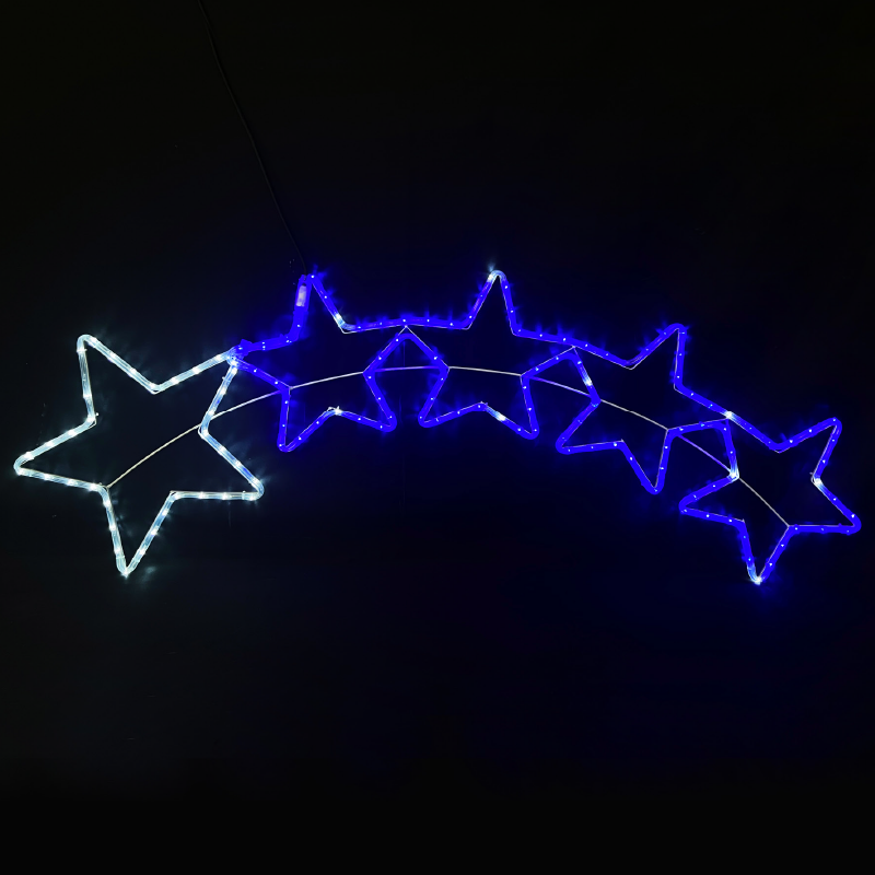 5 STARS 144 LED 6m ΜΟΝΟΚ. ΦΩΤ ΛΕΥΚΟ & ΜΠΛΕ FLASH IP65, 150*50cm 1.5m ΚΑΛ.