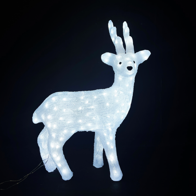 ACRYLIC STANDING REINDEER 150 LED ΛΕΥΚΑ IP44 57,5*32*74,5cm  30cm ΚΑΛ. - ledmania.gr