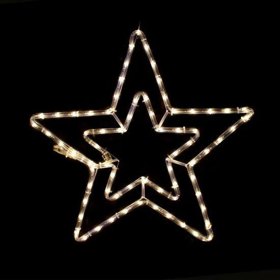 DOUBLE STARS" 72 LED ΣΧΕΔΙΟ 3m ΜΟΝΟΚΑΝΑΛ ΦΩΤΟΣΩΛ ΘΕΡΜΟ ΛΕΥΚΟ ΜΗΧΑΝΙΣΜΟ FLASH IP44 55cm 1.5m ΚΑΛ.