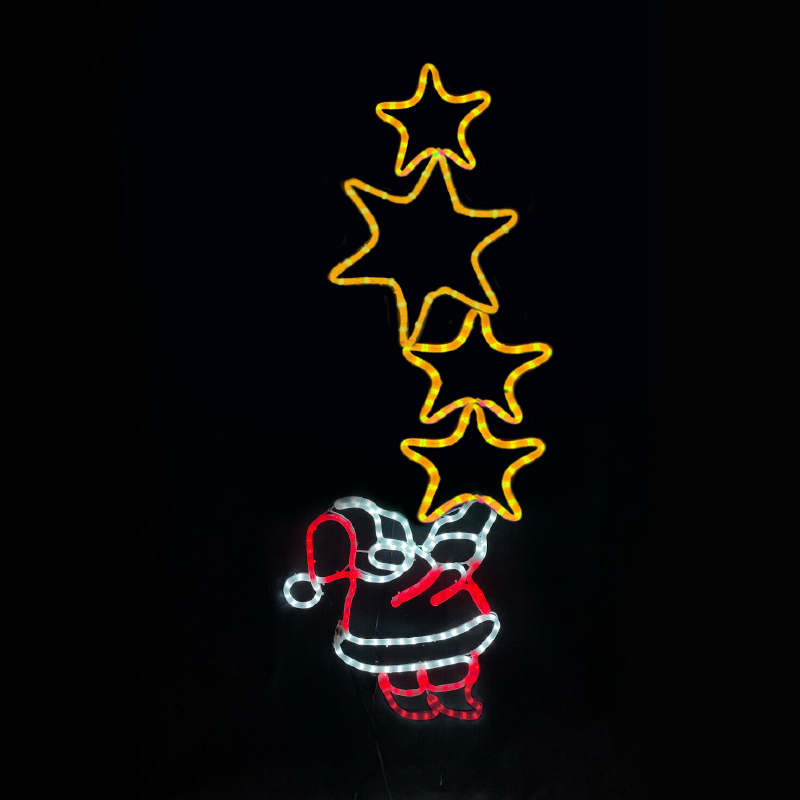 SANTA WITH STARS 336 LED ΜΟΤΙΦ 9,35m ΜΟΝΟΚ. ΦΩΤΟΣ. MULTICOLOR FLASH IP65 49*144cm 1.5m ΚΑΛ. - ledmania.gr