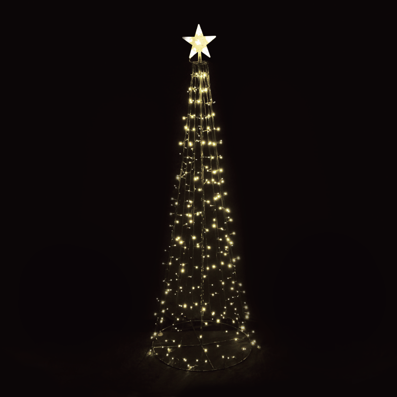 CHRISTMAS TREE & STAR 384LED ΛΑΜΠΑΚ ΣΕΙΡ ΠΡΑΣΙΝ&ΘΕΡΜ FLASH&ΣΤΑΘΕΡ IP44 22*20*5cm 75*75*230cm 10mΚΑΛ