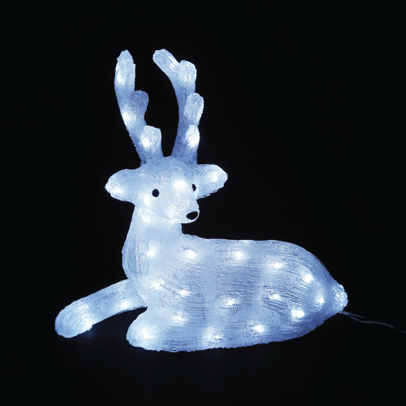ACRYLIC SITTING REINDEER 55 LED ΛΕΥΚΑ IP44 36*16,5*37cm  30cm ΚΑΛ. - ledmania.gr