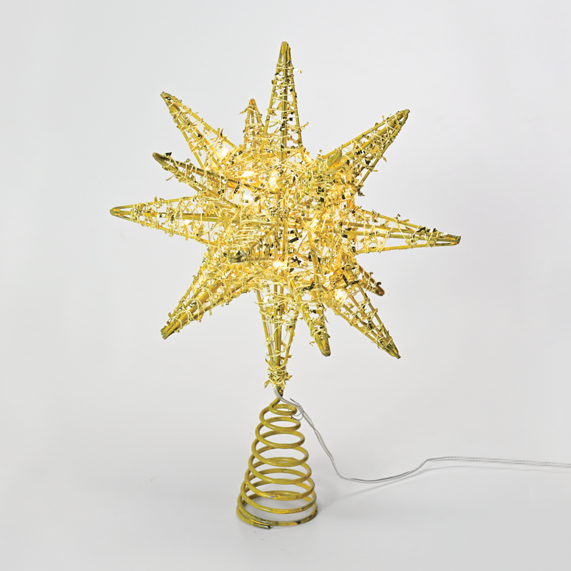 “GOLD TINSEL THREAD STAR 2” 20 MINI WW LED ΛΑΜΠ. ΜΠΑΤ. 3ΧΑΑ,IP20 28x5x20cm - ledmania.gr