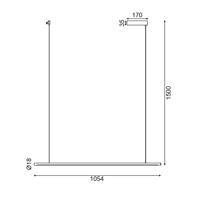^ΚΡΕΜΑΣΤΟ Φ/Σ LED 18W 3000K 920LM ΟΡΕΙΧΑΛΚΟ ΑΛΟΥΜΙΝΙΟ DIMMER ΑΦΗΣ 105Χ1,8ΧΗ150CM AVENUE - ledmania.gr