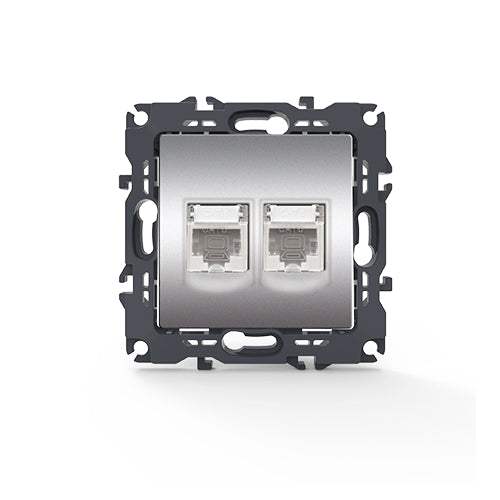 PRIME ΠΡΙΖΑ ΔΙΚΤΥΟΥ 2xRJ45 CAT6 UTP IP20 MAT ΑΛΟΥΜΙΝΙΟ - ledmania.gr