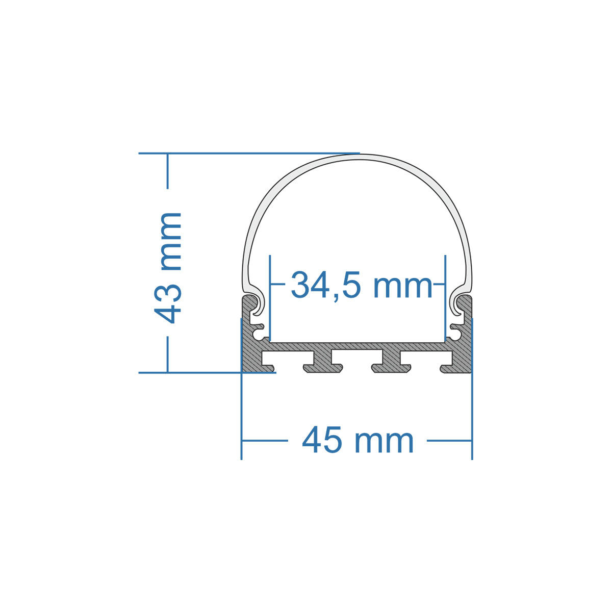 GloboStar® 70871-3M Επιφανειακό Προφίλ Αλουμινίου Λευκό με Οβάλ Λευκό Οπάλ Κάλυμμα για έως 3 Σειρές Ταινίας LED Πατητό - Press On 3 Μέτρα