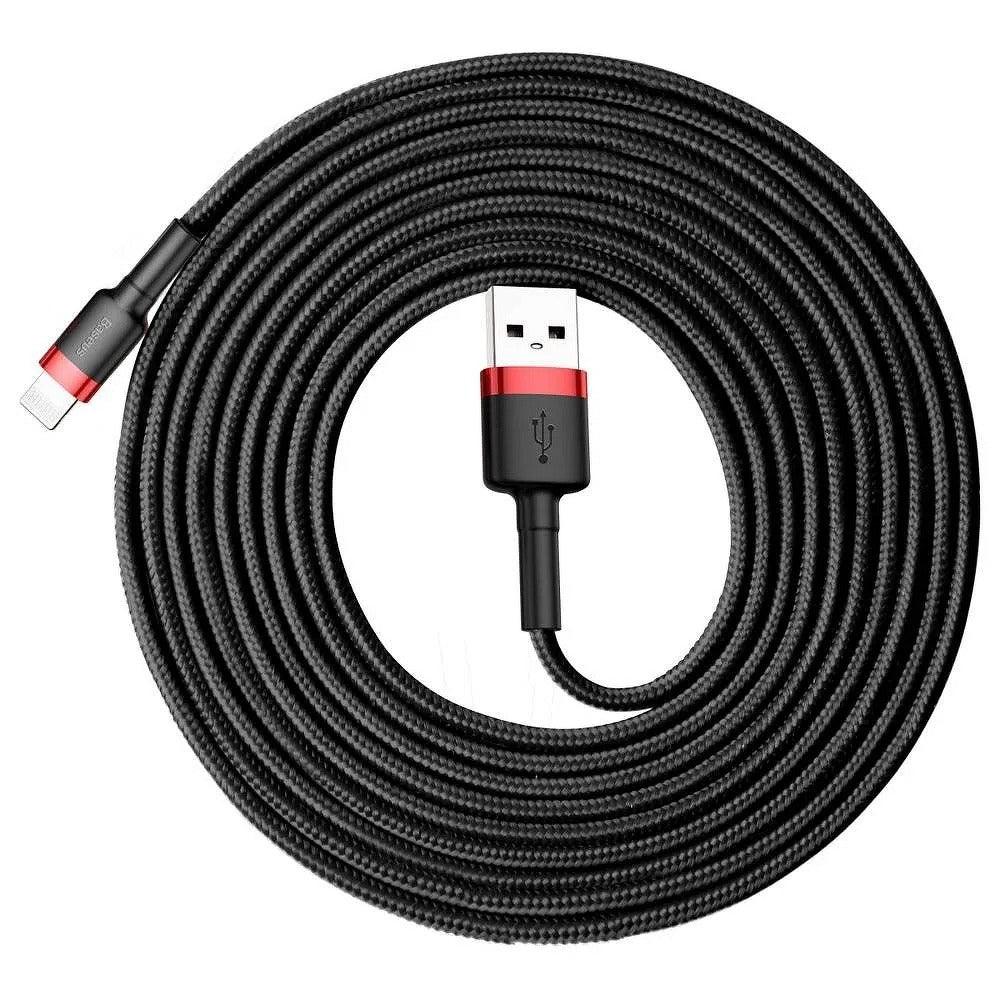 BASEUS CABLE CAFULE USB FOR IPHONE LIGHTNING 8-PIN 2A 3M RED-BLACK CALKLF-R91 - ledmania.gr