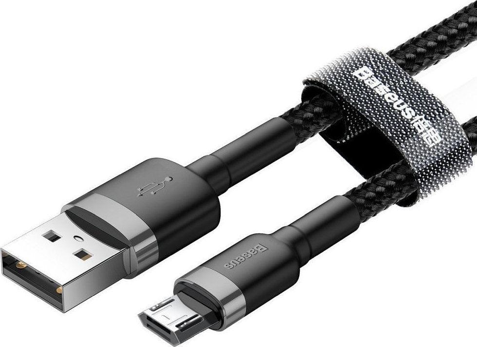 BASEUS ΚΑΛΩΔΙΟ BRAIDED USB 2.0 ΣΕ MICRO USB QC  BLACK / GREY 2M (CAMKLF-CG1) - ledmania.gr
