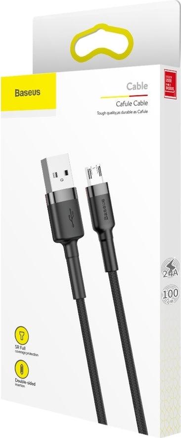 BASEUS ΚΑΛΩΔΙΟ BRAIDED USB 2.0 ΣΕ MICRO USB QC  BLACK / GREY 2M (CAMKLF-CG1) - ledmania.gr