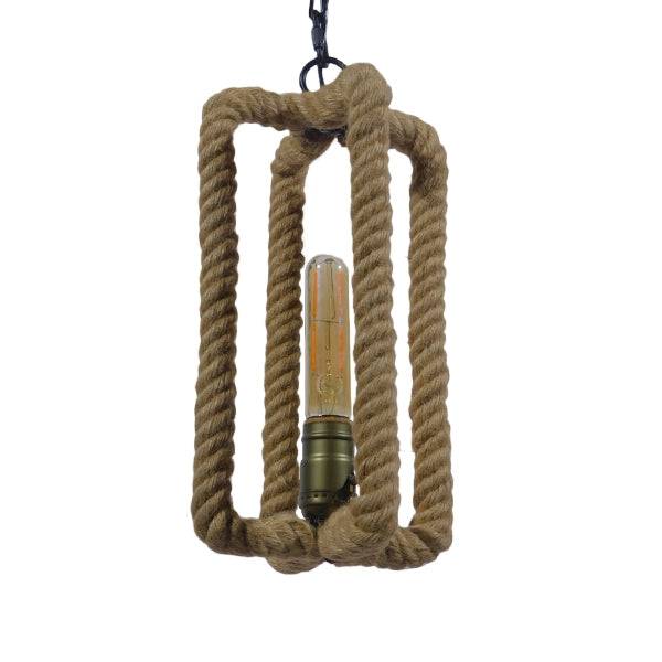 GloboStar® ELDORA 10001014 Vintage Industrial Κρεμαστό Φωτιστικό Οροφής Μονόφωτο Μαύρο Μεταλλικό με Μπεζ Σχοινί Φ13 x Y30cm - ledmania.gr
