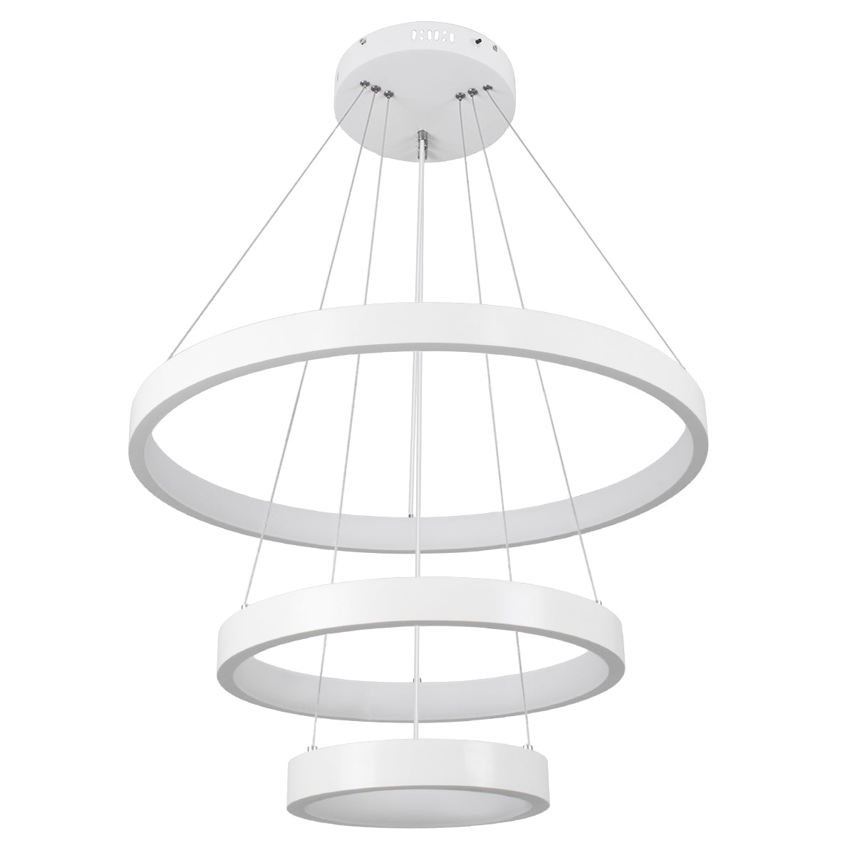 GloboStar® NEMESIS TRIO 61168-DECO Κρεμαστό Φωτιστικό Δαχτυλίδι-Κύκλος LED CCT 100W 12123lm 360° AC 220-240V - Εναλλαγή Φωτισμού μέσω Τηλεχειριστηρίου All In One Ψυχρό 6000k+Φυσικό 4500k+Θερμό 2700k Dimmable Φ25+40+60cm - Λευκό - 3 Years Warranty - ledmania.gr