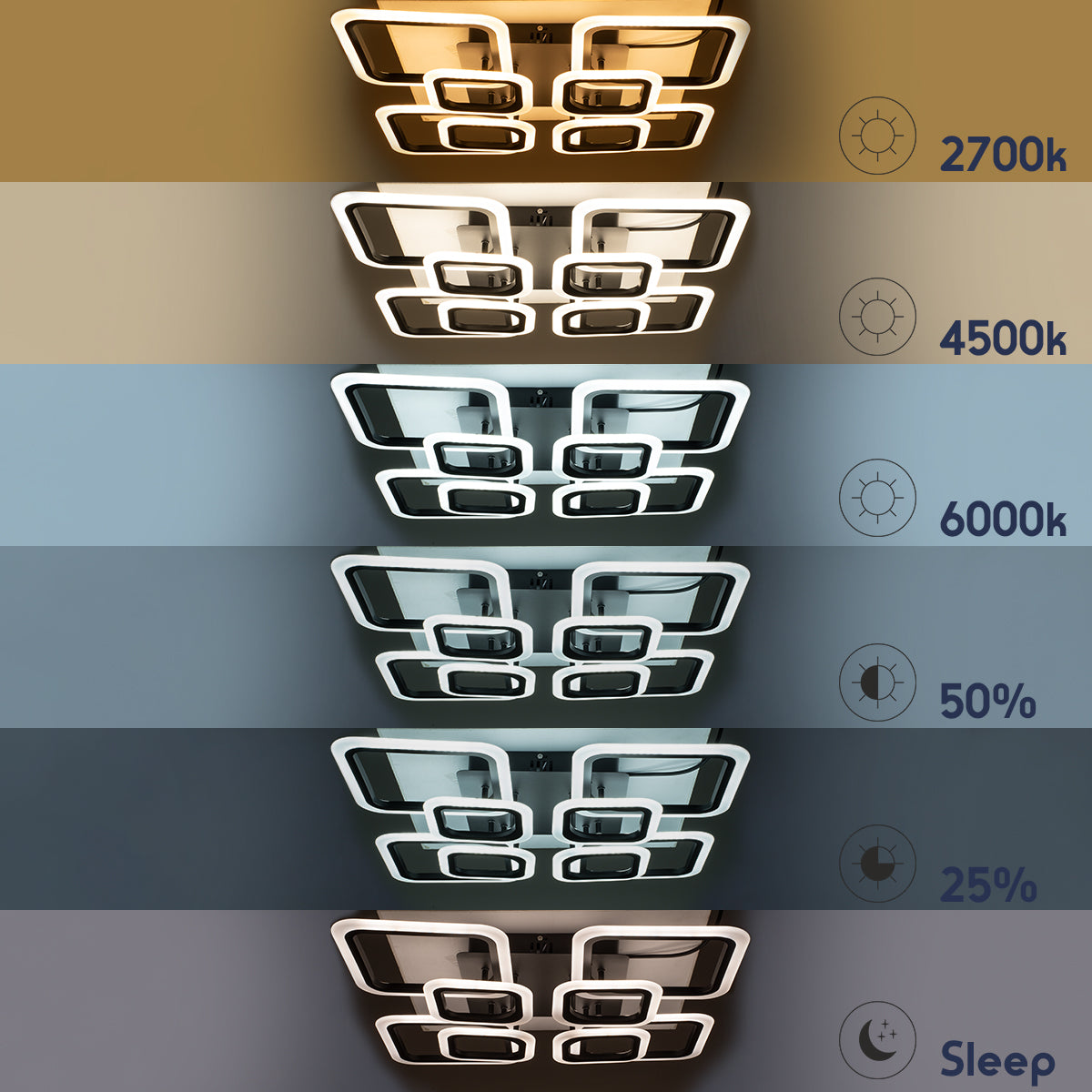 GloboStar® ROYAL-S 61326 Φωτιστικό Οροφής Design LED CCT 135W 16200lm 360° AC 220-240V - Εναλλαγή Φωτισμού μέσω Τηλεχειριστηρίου All In One Ψυχρό 6000k+Φυσικό 4500k+Θερμό 2700k Dimmable Μ58.5 x Π58.5 x Υ12cm - Νίκελ Χρώμιο - 3 Years Warranty - ledmania.gr