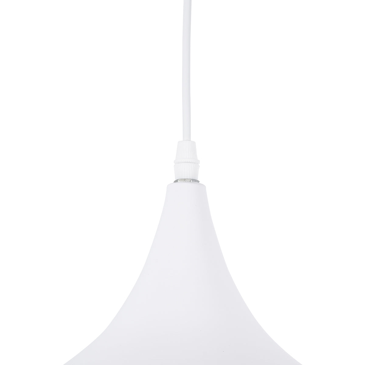 GloboStar® SHANGHAI WHITE 01026-B Μοντέρνο Κρεμαστό Φωτιστικό Οροφής Μονόφωτο 1 x E27 Λευκό Μεταλλικό Καμπάνα Φ37 x Υ17cm - ledmania.gr