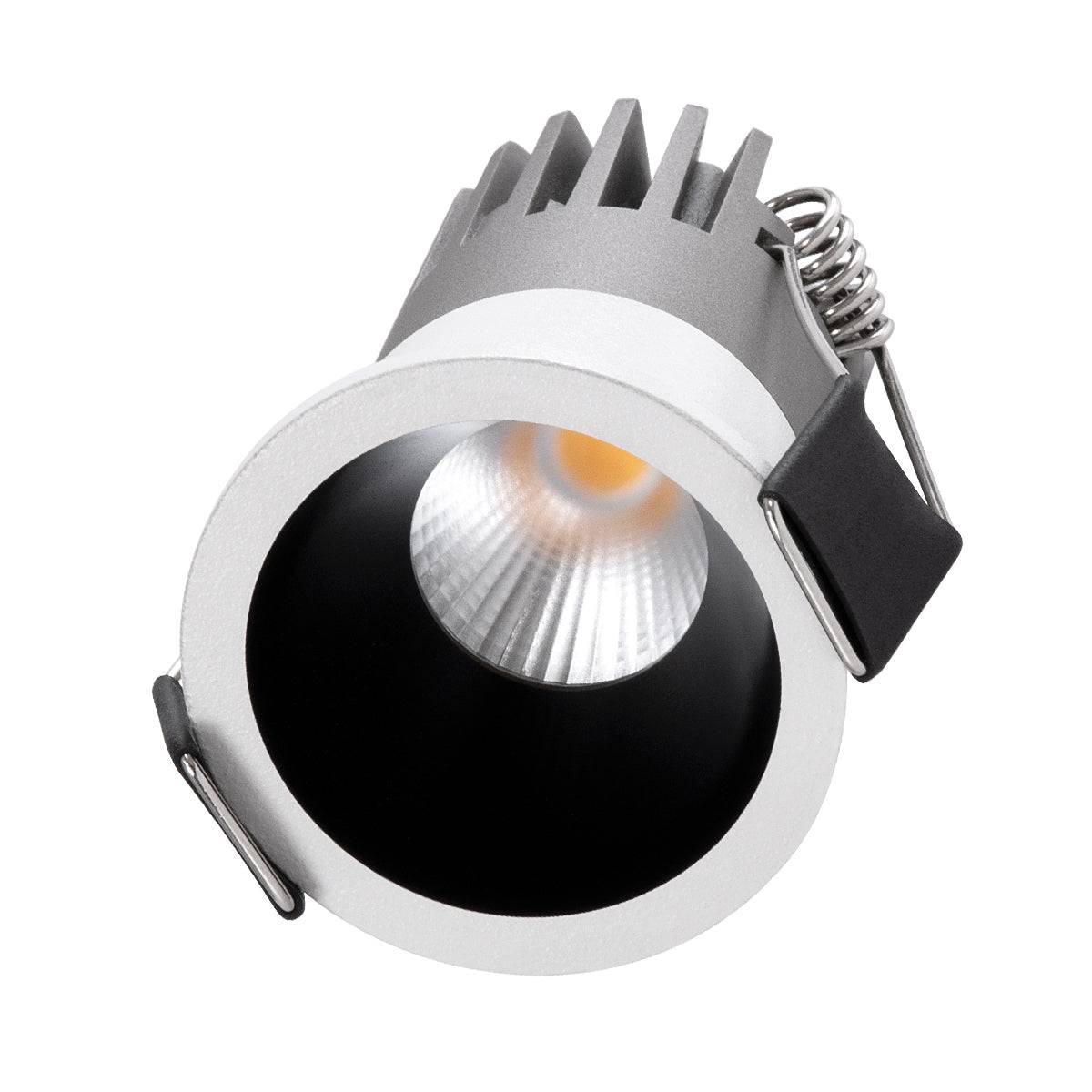 GloboStar® MICRO-S 60235 Χωνευτό LED Spot Downlight TrimLess Φ4cm 5W 625lm 38° AC 220-240V IP20 Φ4 x Υ5.9cm - Στρόγγυλο - Λευκό με Μαύρο Κάτοπτρο - Θερμό Λευκό 2700K - Bridgelux COB - 5 Years Warranty - ledmania.gr