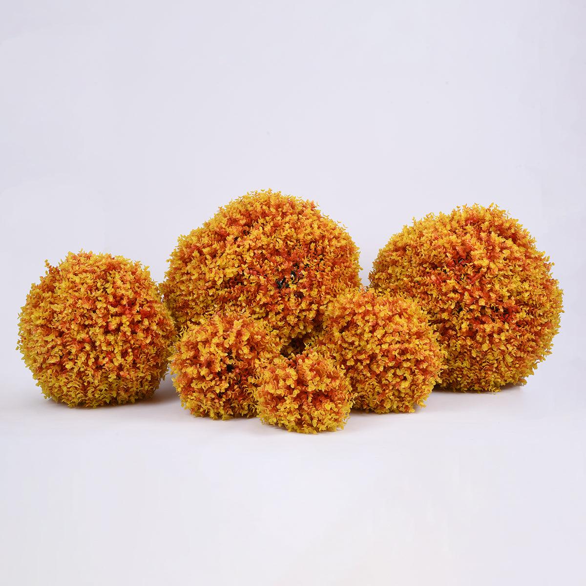 GloboStar® 78517 Artificial - Συνθετικό Τεχνητό Διακοσμητικό Φυτό Θάμνος Πυξάρι Πορτοκαλί - Κίτρινο Φ56cm - ledmania.gr