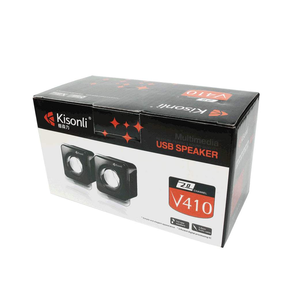 KISONLI SPEAKERS V410 2x3W USB, BLACK - ledmania.gr
