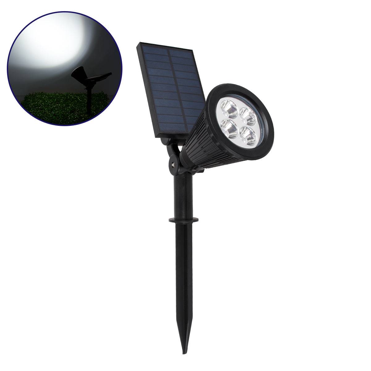 GloboStar® 85710 Μαύρο Προβολάκι Σποτ Κήπου Πλαστικό Καρφωτό LED HIGH POWER 8W 800lm με Ενσωματωμένη Μπαταρία 2200mAh - Φωτοβολταϊκό Πάνελ με Αισθητήρα Ημέρας-Νύχτας Αδιάβροχo IP67 Ψυχρό Λευκό 6000K - ledmania.gr