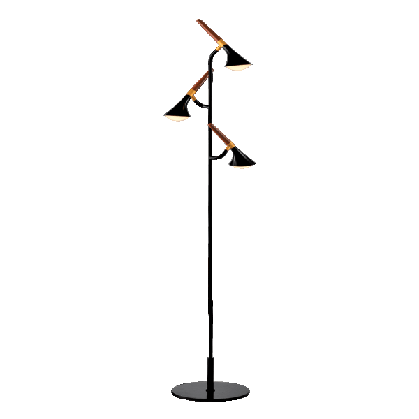 DUNCAN LED FLOOR LAMP 15W 3000K MATTE BLACK/WOOD - ledmania.gr