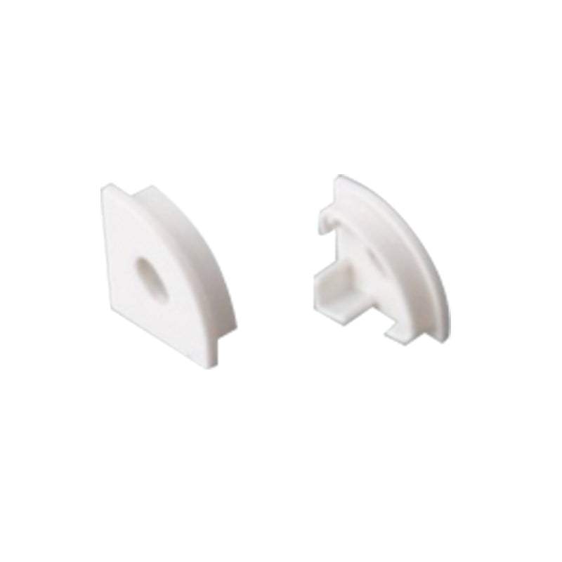SET OF WHITE PLASTIC END CAPS FOR P161, 1PC WITH HOLE & 1 PC WITHOUT HOLE - ledmania.gr