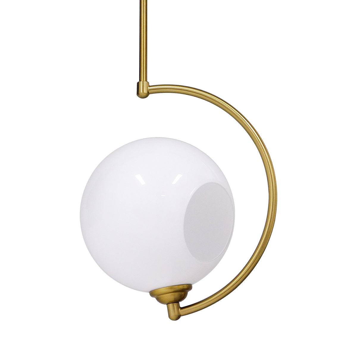 GloboStar® ISLA 00898 Μοντέρνο Κρεμαστό Φωτιστικό Οροφής Μονόφωτο Λευκό Glossy με Χρυσό Βραχίονα Μεταλλικό Φ20 x Y33cm - ledmania.gr