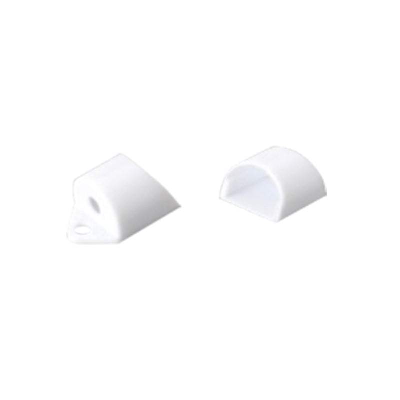 SET OF WHITE PLASTIC END CAPS FOR P163, 2PCS WITH HOLE - ledmania.gr