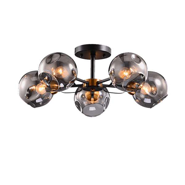 ELLARIA CHANDELIER 5xE27 WOOD/GREY - ledmania.gr