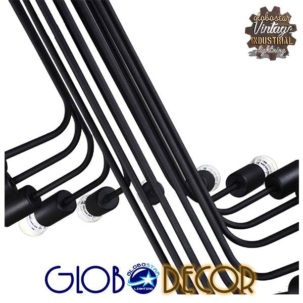 GloboStar® STAIRS 01024 Μοντέρνο Φωτιστικό Οροφής Πολύφωτο Μαύρο Μεταλλικό Φ80 x Y95cm - ledmania.gr