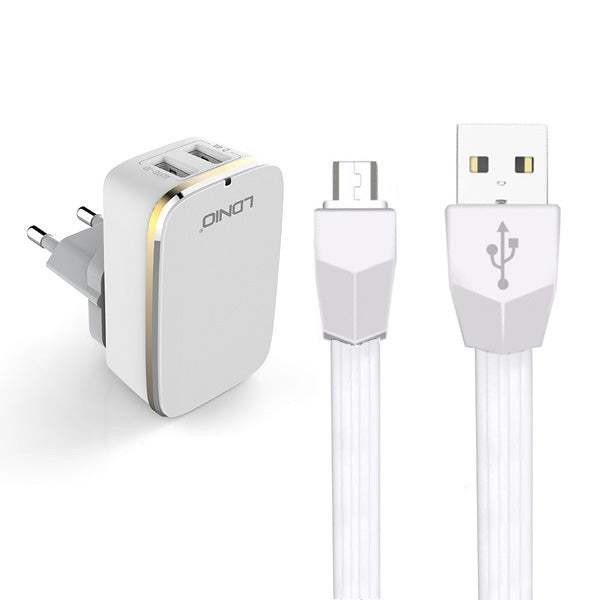 LDNIO A2204 HOME CHARGER 2xUSB 2.4A + MICRO USB CABLE - ledmania.gr