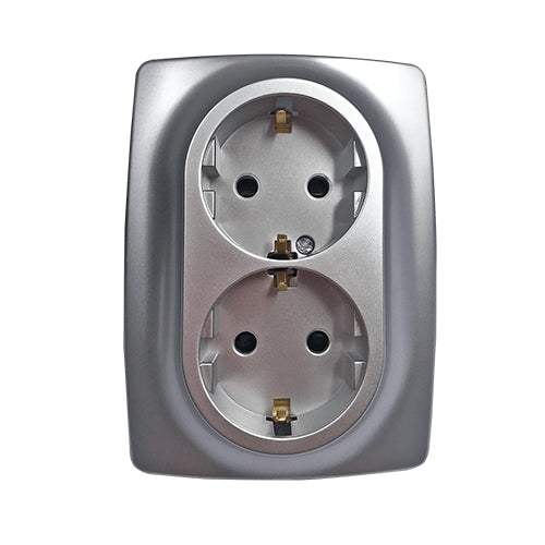 PRIME ΠΡΙΖΑ ΣΟΥΚΟ ΑΣΦΑΛΕΙΑΣ 2x2P+E 16A 250VAC IP20 MAT ΑΛΟΥΜΙΝΙΟ - ledmania.gr
