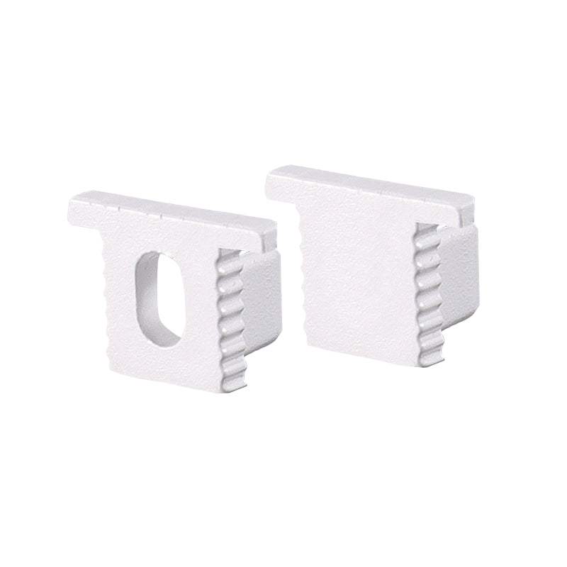 SET OF WHITE PLASTIC END CAPS FOR P189 1PC WITH HOLE & 1PC WITHOUT HOLE - ledmania.gr