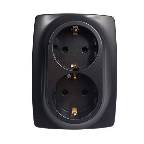PRIME ΠΡΙΖΑ ΣΟΥΚΟ ΑΣΦΑΛΕΙΑΣ 2x2P+E 16A 250VAC IP20 MAT ΑΝΘΡΑΚΙ - ledmania.gr