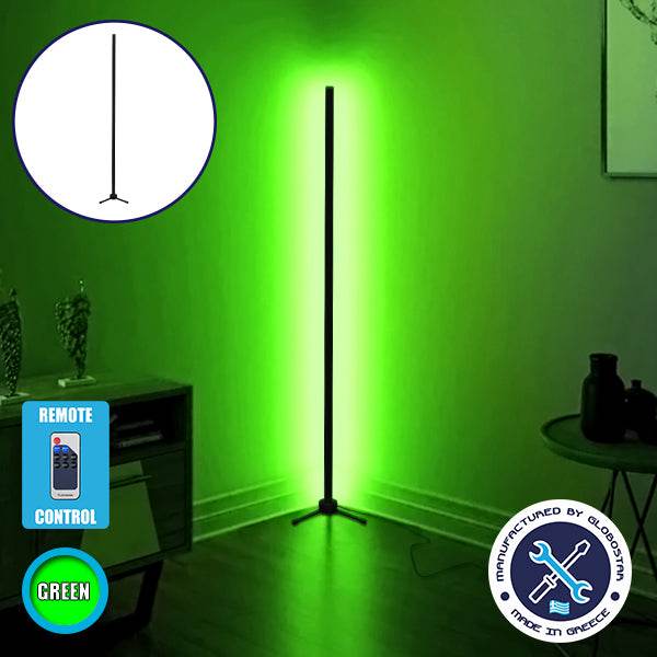 Μοντέρνο Minimal Επιδαπέδιο Μαύρο Φωτιστικό 150cm LED 24 Watt με Ασύρματο Χειριστήριο RF & Dimmer Πράσινο GloboStar ALIEN Design GLOBO-150-5 - ledmania.gr