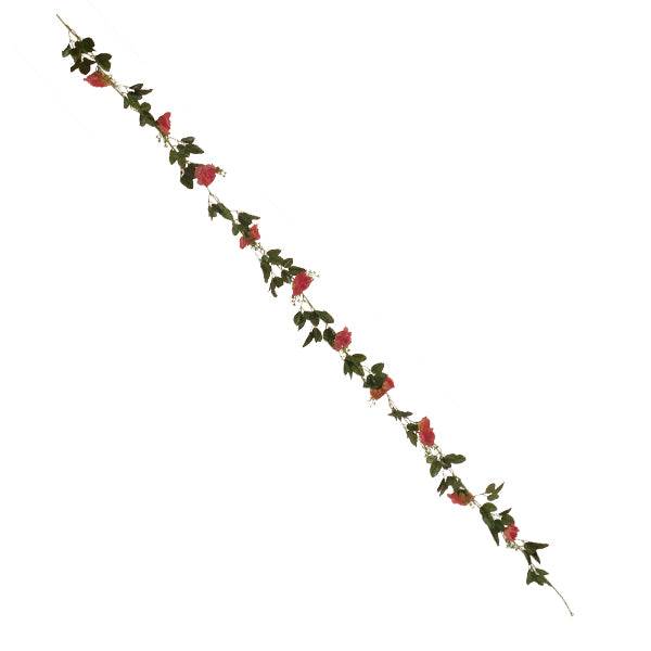 GloboStar® 09001 Τεχνητό Κρεμαστό Φυτό Διακοσμητική Γιρλάντα Μήκους 2.2 μέτρων με 10 X Μεγάλα Τριαντάφυλλα Κοραλί - ledmania.gr
