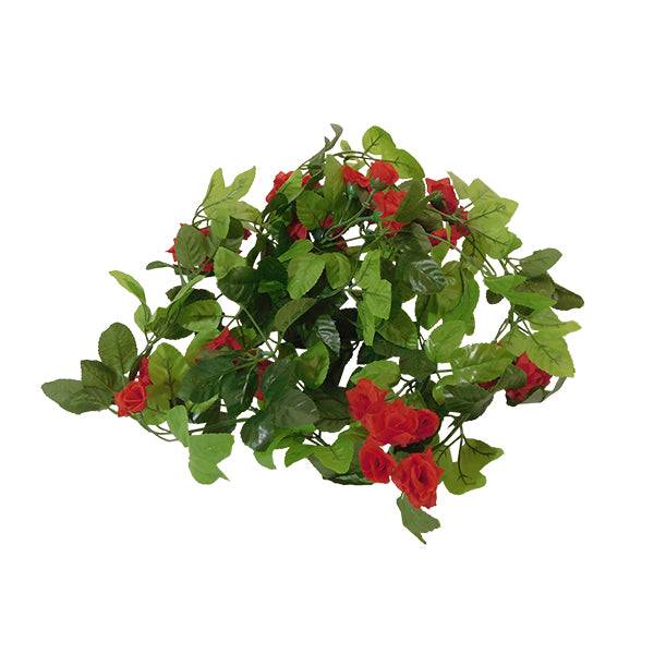 GloboStar® 09014 Τεχνητό Κρεμαστό Φυτό Διακοσμητική Γιρλάντα Μήκους 2.2 μέτρων με 33 X Μικρά Τριαντάφυλλα Κόκκινα - ledmania.gr