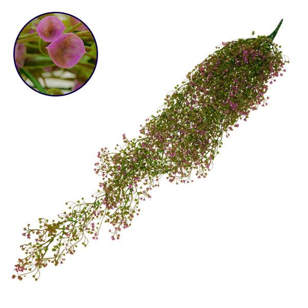 GloboStar® 09037 Τεχνητό Κρεμαστό Φυτό Διακοσμητική Γιρλάντα Μήκους 1.2 μέτρων με 15 X Κλαδιά Φύλλωμα Ρούστικ Πράσινο Μωβ - ledmania.gr