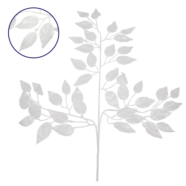 GloboStar® 09055 Τεχνητό Φυτό Διακοσμητικό Κλαδί Διαστάσεων M21cm x Υ27cm με 3 X Λευκά Κλαδιά και Φύλλωμα Φύκος - ledmania.gr