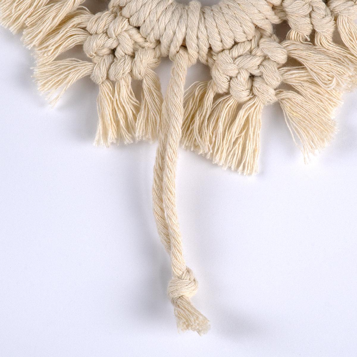 GloboStar® 35014 Διακοσμητικό Κρεμαστό Μακραμέ Κρίκος Χειροποίητο Μπεζ Φ13cm - ledmania.gr