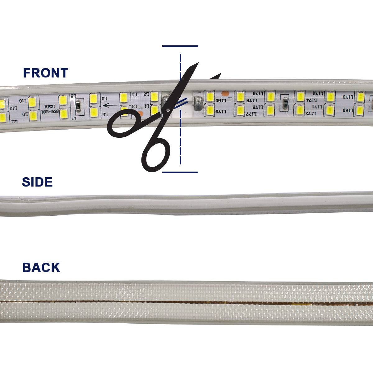 GloboStar® 70510 Wide Ταινία Διπλής Σειράς Epistar LED SMD 2835 1m 24W/m 180LED/m 3360lm/m 120° DC 230V Αδιάβροχη IP68 Ψυχρό Λευκό 6000K Dimmable - ledmania.gr