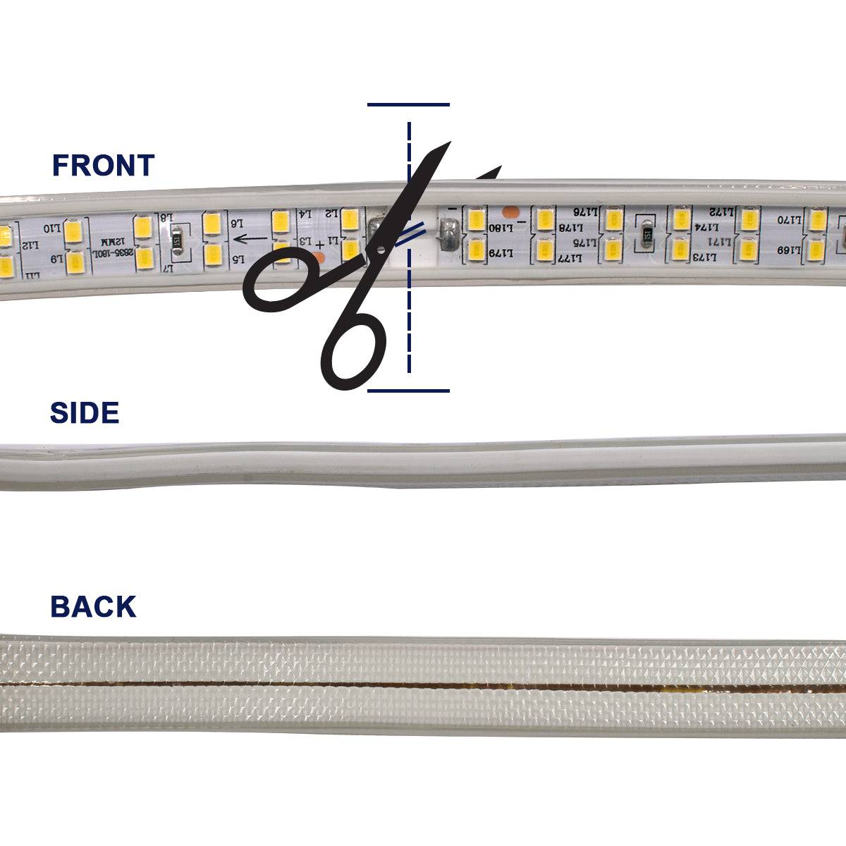 GloboStar® 70512 Wide Ταινία Διπλής Σειράς Epistar LED SMD 2835 1m 24W/m 180LED/m 3216lm/m 120° DC 230V Αδιάβροχη IP68 Θερμό Λευκό 3000K Dimmable - ledmania.gr