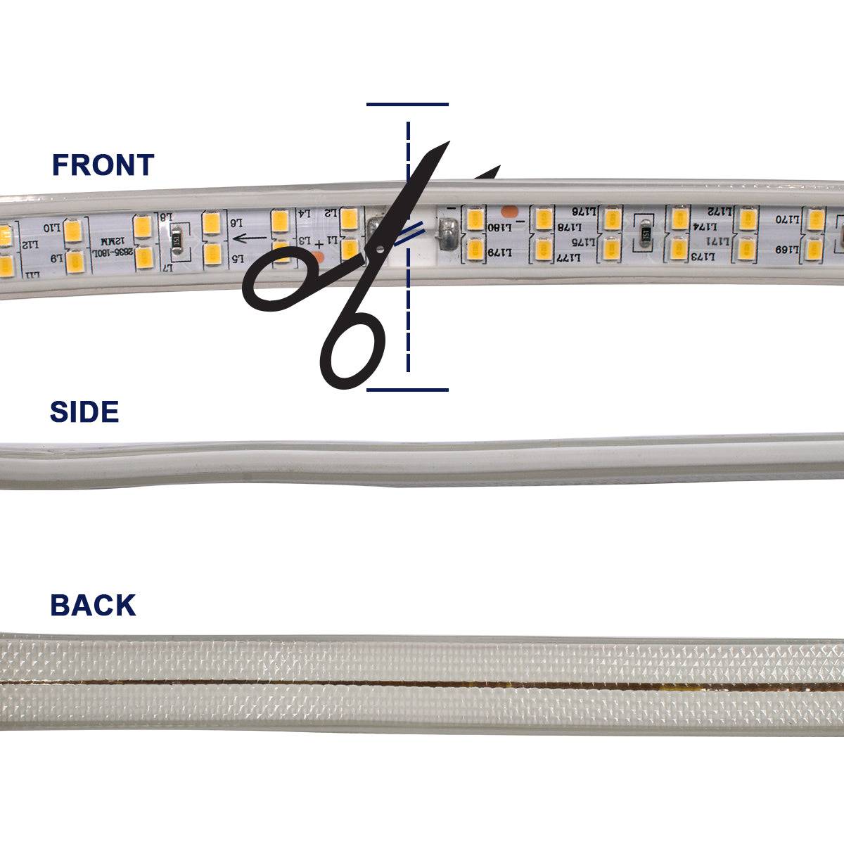 GloboStar® 70513 Wide Ταινία Διπλής Σειράς Epistar LED SMD 2835 1m 24W/m 180LED/m 3144lm/m 120° DC 230V Αδιάβροχη IP68 Ultra Θερμό Λευκό 2200K Dimmable - ledmania.gr