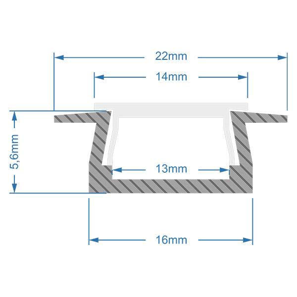 GloboStar® 70807-1M Χωνευτό Προφίλ Αλουμινίου Ανοδιωμένο με Λευκό Οπάλ Κάλυμμα για 1 Σειρά Ταινίας LED Πατητό - Press On 1 Μέτρο - ledmania.gr