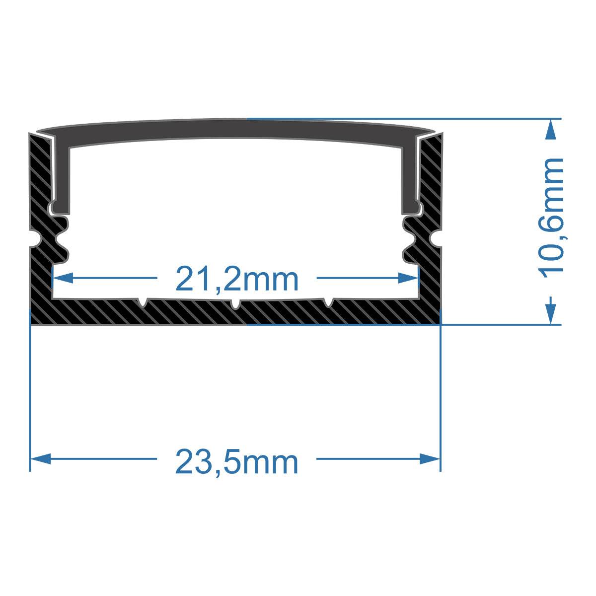 GloboStar® 70810-1M Επιφανειακό Προφίλ Αλουμινίου Μαύρο με Μαύρο Οπάλ Κάλυμμα για 2 Σειρές Ταινίας LED Πατητό - Press On 1 Μέτρο - ledmania.gr