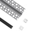 GloboStar® 70839-1M Χωνευτό Γωνιακό για Γυψοσανίδα - Trimless Προφίλ Αλουμινίου Ανοδιωμένο με Μαύρο Οπάλ Κάλυμμα για 1 Σειρά Ταινίας LED Πατητό - Press On 1 Μέτρο - ledmania.gr