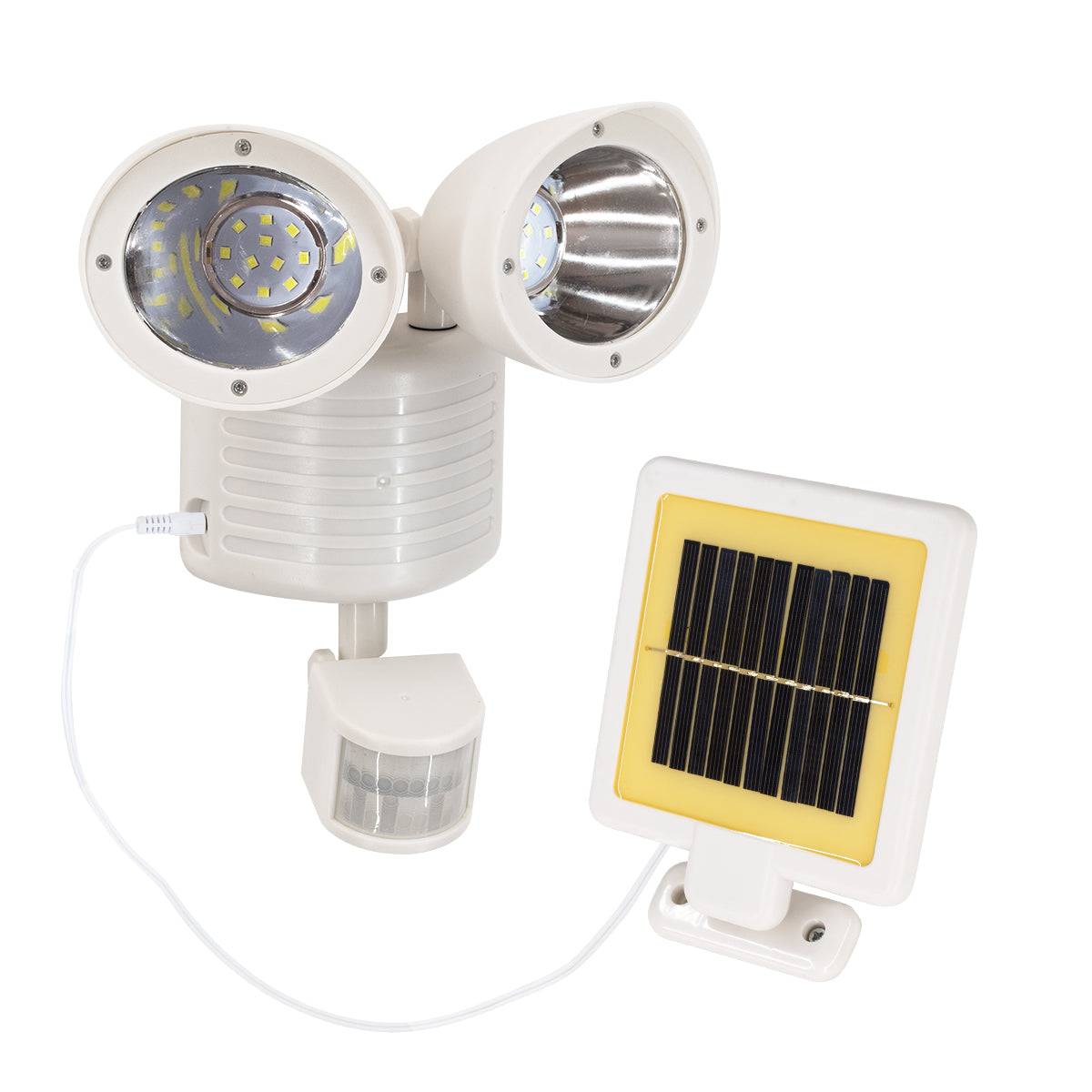 GloboStar® 71508 Λευκό Αυτόνομο Ηλιακό Φωτιστικό LED SMD 10W 150lm με Ενσωματωμένη Μπαταρία 1200mAh - Φωτοβολταϊκό Πάνελ με Αισθητήρα Ημέρας-Νύχτας και PIR Αισθητήρα Κίνησης Αδιάβροχο IP54 Ψυχρό Λευκό 6000K - ledmania.gr