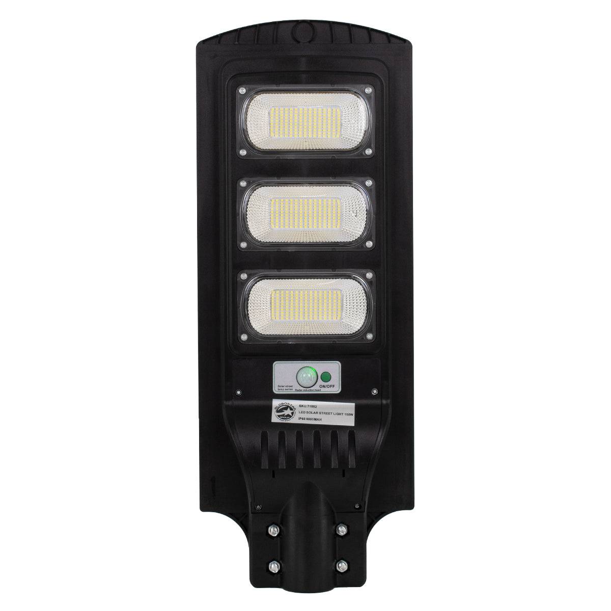 GloboStar® 71552 Αυτόνομο Ηλιακό Φωτιστικό Δρόμου Street Light LED SMD 150W 12000lm με Ενσωματωμένη Μπαταρία Li-ion 9000mAh - Φωτοβολταϊκό Πάνελ με Αισθητήρα Ημέρας-Νύχτας PIR Αισθητήρα Κίνησης και Ασύρματο Χειριστήριο Αδιάβροχο IP65 Ψυχρό Λευκό 6000K - ledmania.gr