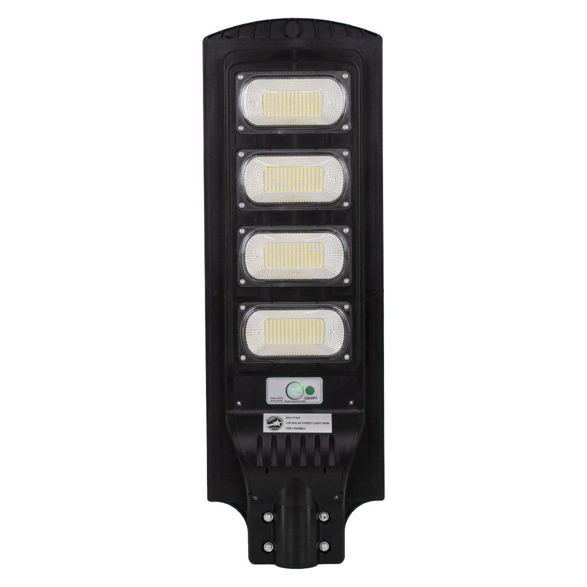 GloboStar® 71553 Αυτόνομο Ηλιακό Φωτιστικό Δρόμου Street Light LED SMD 200W 16000lm με Ενσωματωμένη Μπαταρία Li-ion 12000mAh - Φωτοβολταϊκό Πάνελ με Αισθητήρα Ημέρας-Νύχτας PIR Αισθητήρα Κίνησης και Ασύρματο Χειριστήριο Αδιάβροχο IP65 Ψυχρό Λευκό 6000K - ledmania.gr